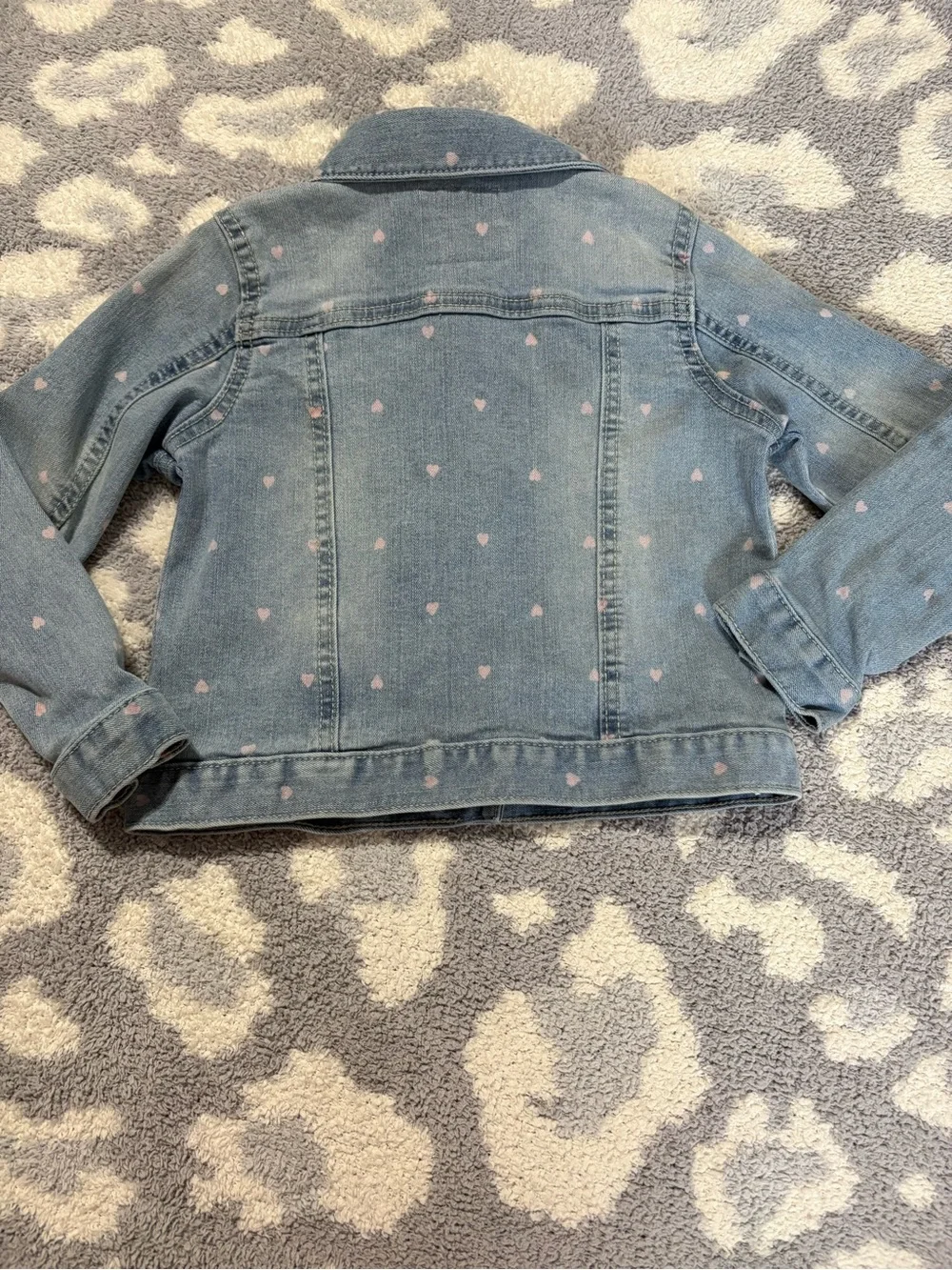 OshKosh B'gosh Light Blue Denim Jacket with Pink Heart Print Toddler Girl 4T
